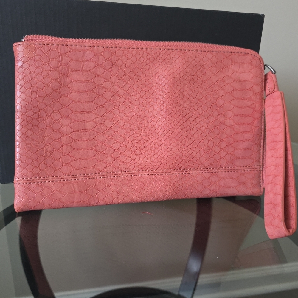 Joy Susan Coral Textured Wristlet